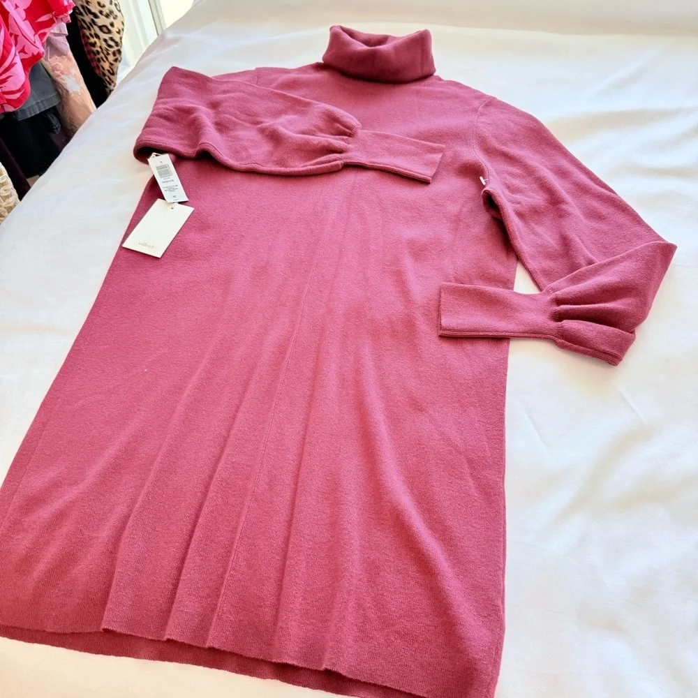 Aritzia Wilfred Rebecca Burgundy Turtleneck Mini Dress size Small BNWT - Picture 4 of 9